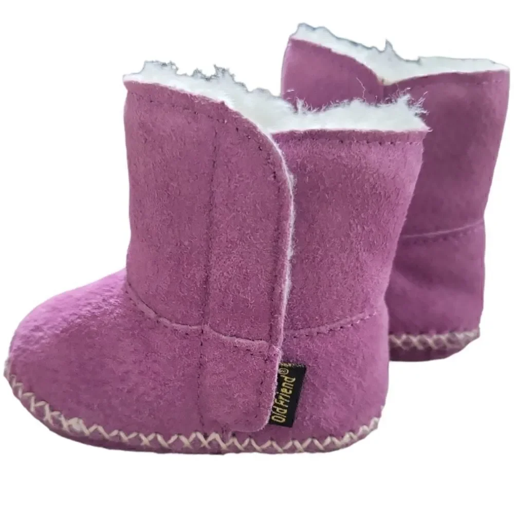EC OLD FRIEND FOOTWEAR BABY GIRLS' SLIPPER BOOTS IN PURPLE 